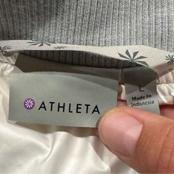 Athleta White Down Puffer Jacket Coat Women’s Large - Picture 2 of 3